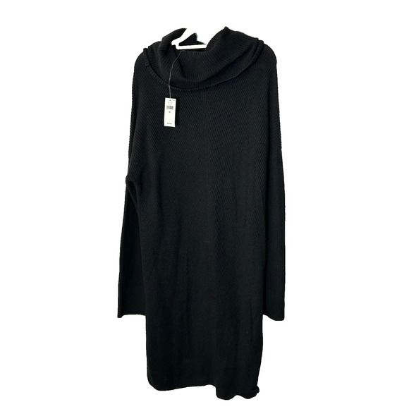 NWT Banana Republic Women's Black Cowl Neck Drop Shoulder Sweater Dress Size XL - Picture 1 of 7